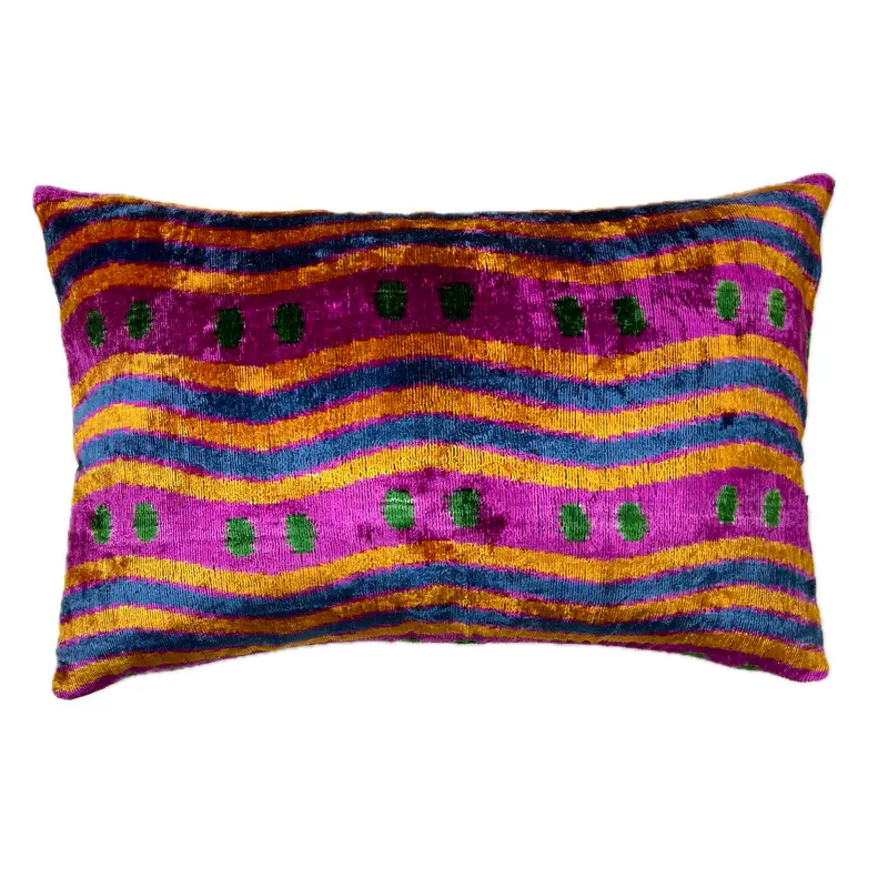 Cuscino vellutato di seta Ikat