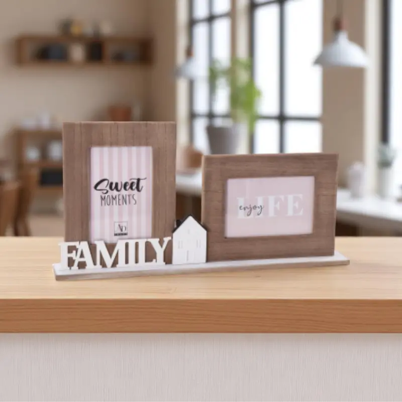 Decorazione in MDF con 2 Portafoto 10x15 - Assortita 3 Modelli