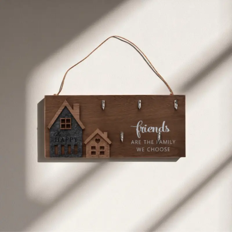Decorazione per Muro con 5 Ganci in Ferro in MDF  - Assortita 2 Colori