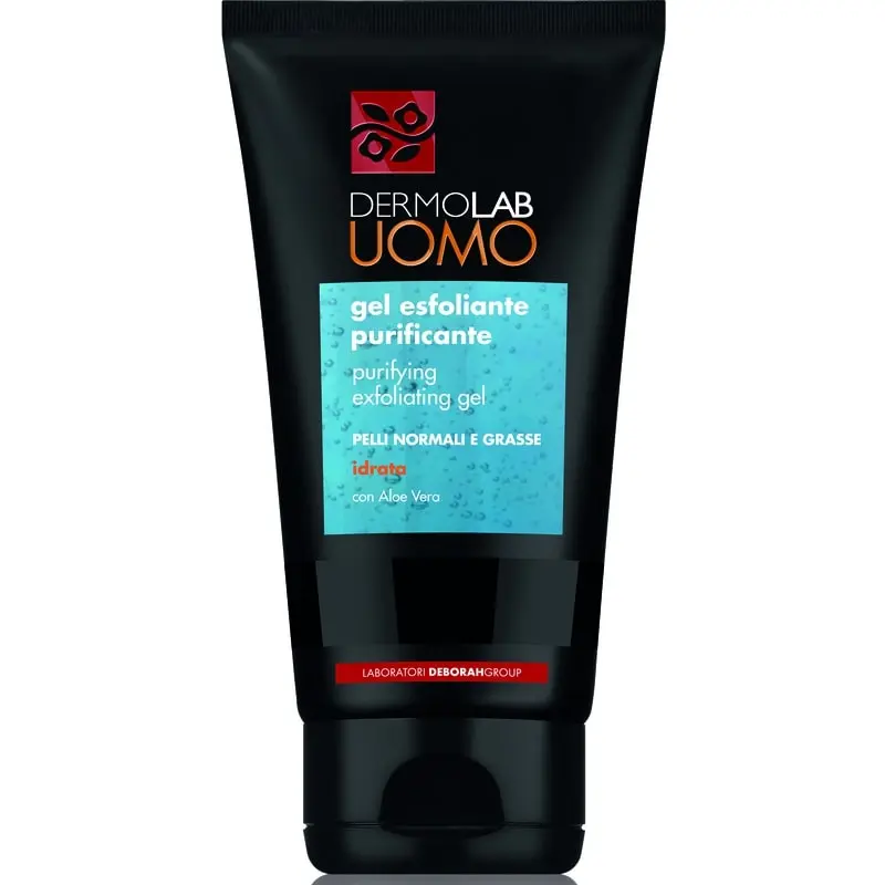DERMOLAB UOMO GEL ESFOLIANTE PURIFICANTE PELLI NORMALI E GRASSE 150ML IDRATA CON ALOE VERA