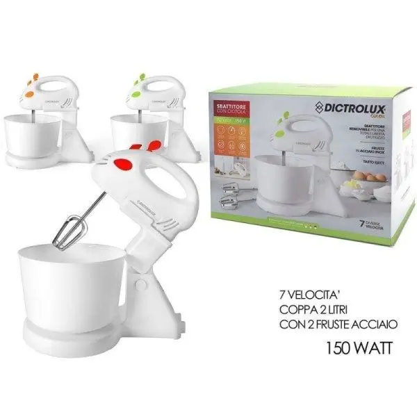 DICTROLUX SBATTITORE CON CIOTOLA 2L 150W 7 VELOCITA' COLORI ASSORTITI