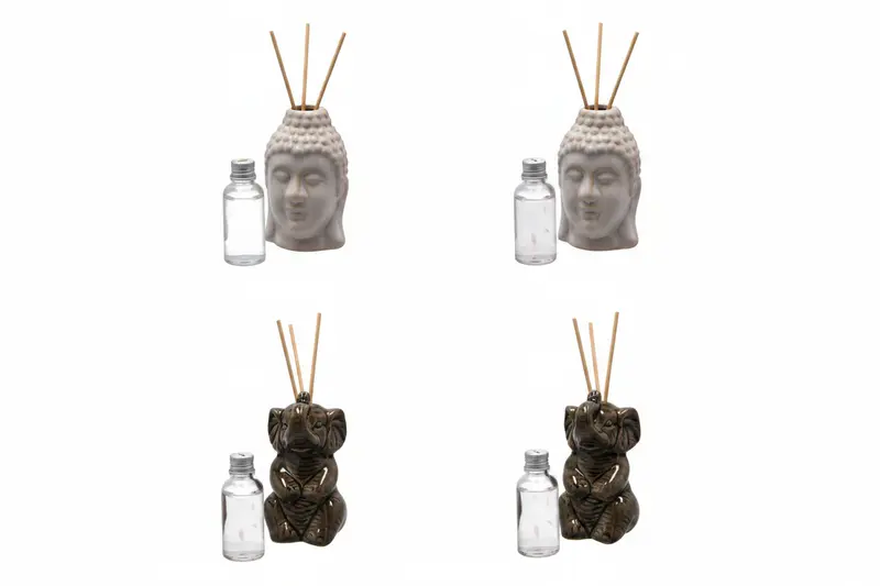 Diffusore fragranza ceramica con olio 30 ml – Buddha / Elefante – 11 cm