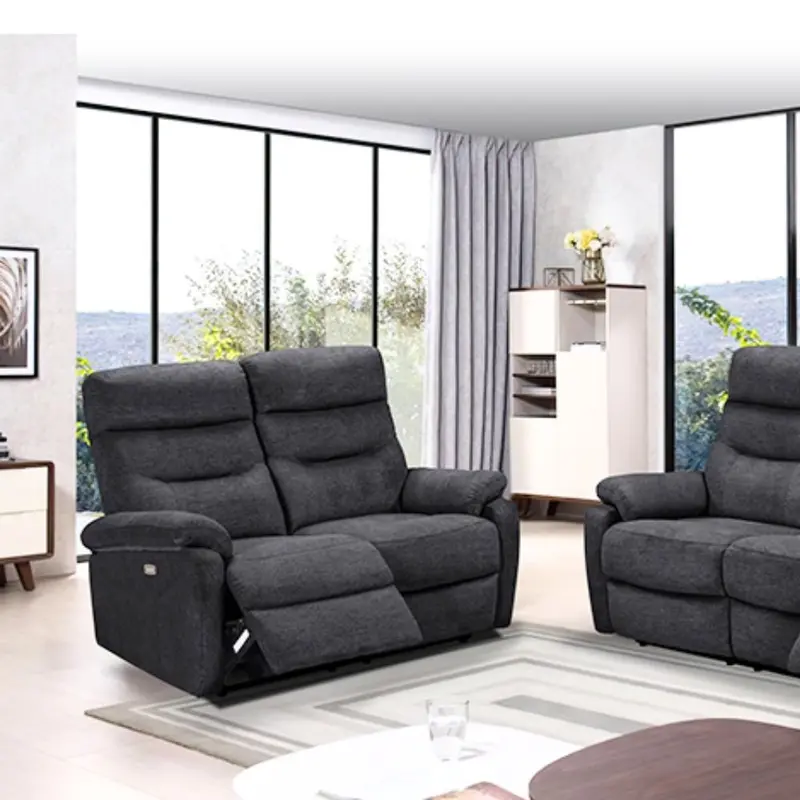 Divano 2 posti Brienz 2 recliner elettrici grigio scuro D603