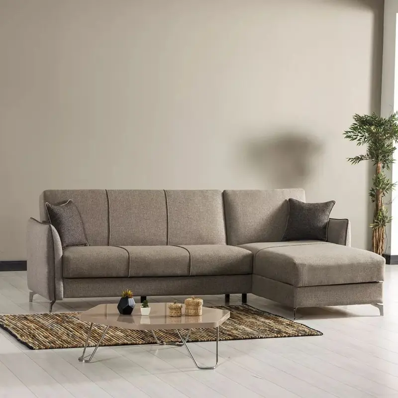 Divano con penisola reversibile Fellis grigio chiaro 176497