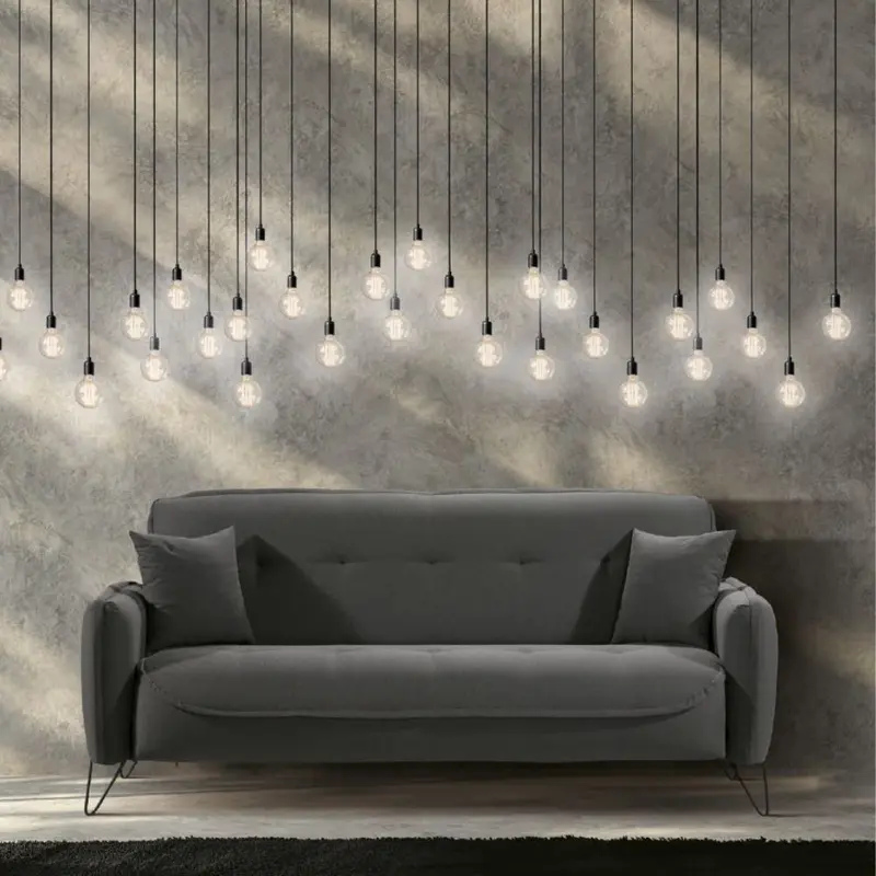 Divano Crown 3 posti ecopelle effetto nuvolato grigio 07-619 215x94x98h cm.