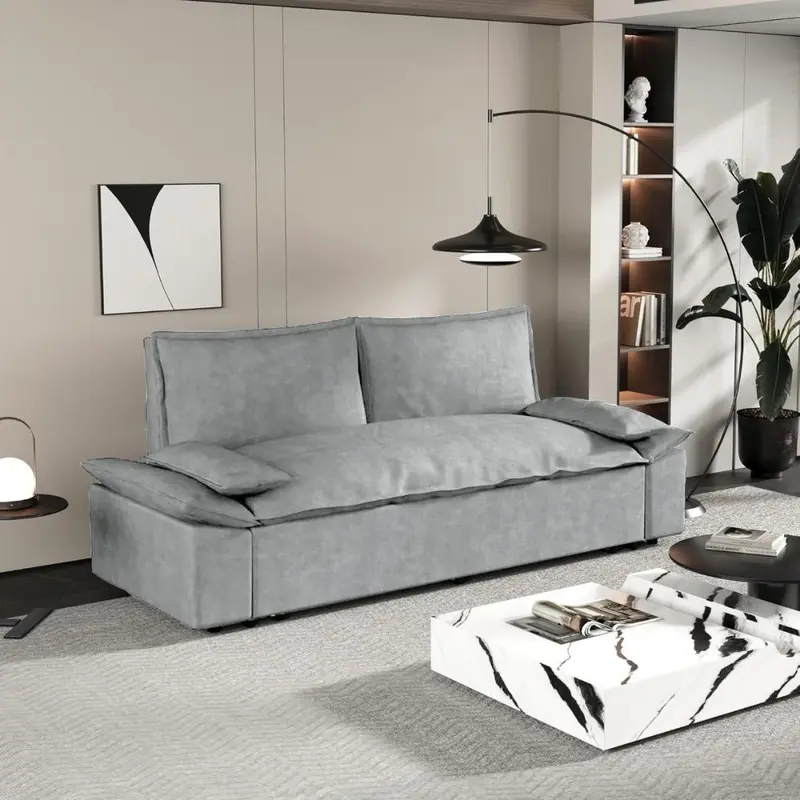 Divano letto Belly 2 posti effetto velluto colore grigio