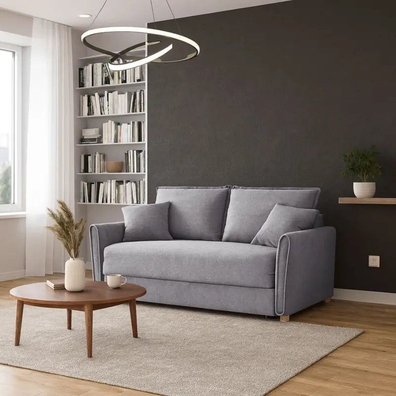 Divano letto Cassie con contenitore in Barrel 83 grigio