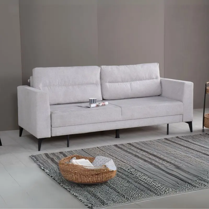 Divano letto Derry 3 posti in tessuto grigio chiaro 07-900