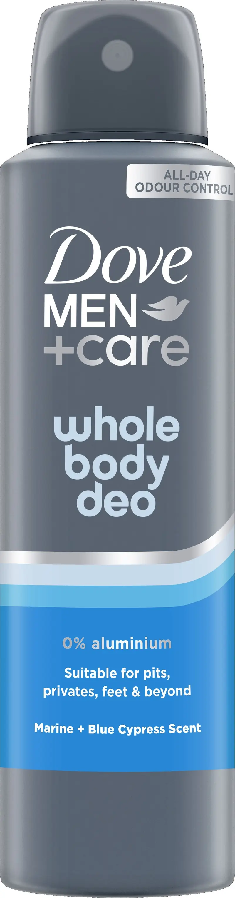 DOVE MEN+CARE WHOLE BODY DEO SPRAY 150ML MARINE + BLUE CYPRESS SCENT ALL DAY ODOUR CONTROL