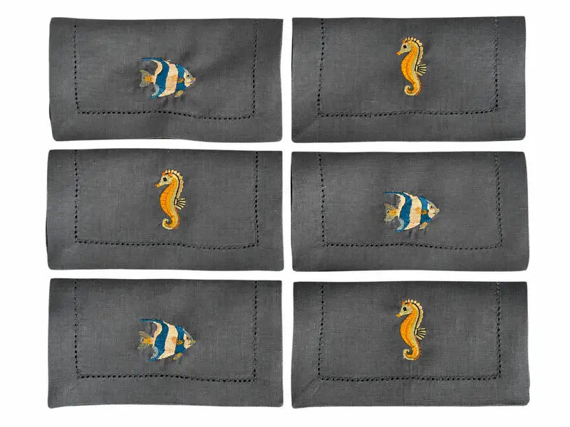 Embroidered Linen Napkins (set of 6)