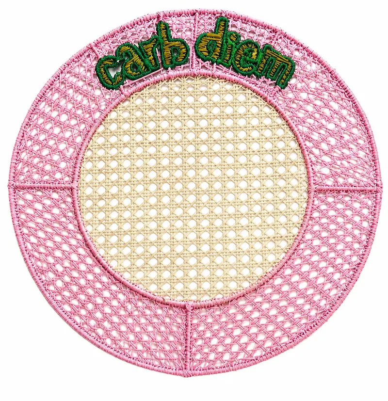 Embroidered Rattan Placemats with Fun Quotes (set of 4)