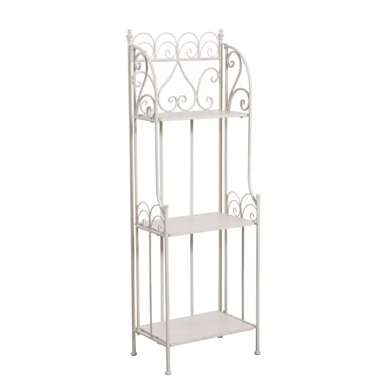 Etagere largo in metallo bianco anticato 40X25H120