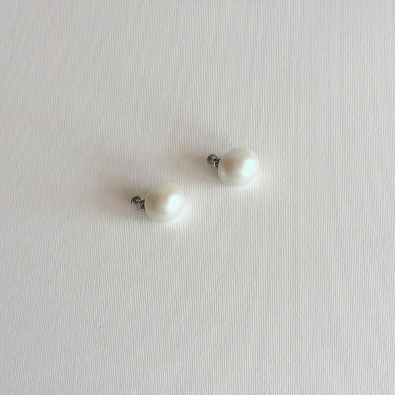 Faux Pearl Clip Earrings | Round · 1960s