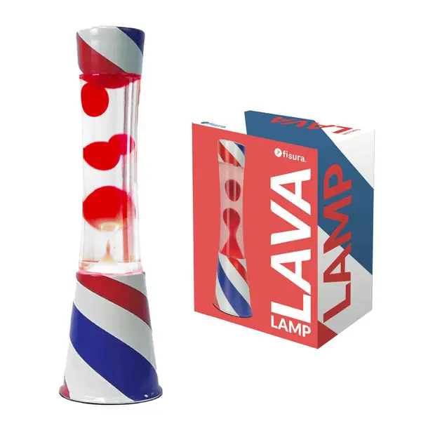FISURA Lampada lava Barbershop con liquido trasparente e lava rossa