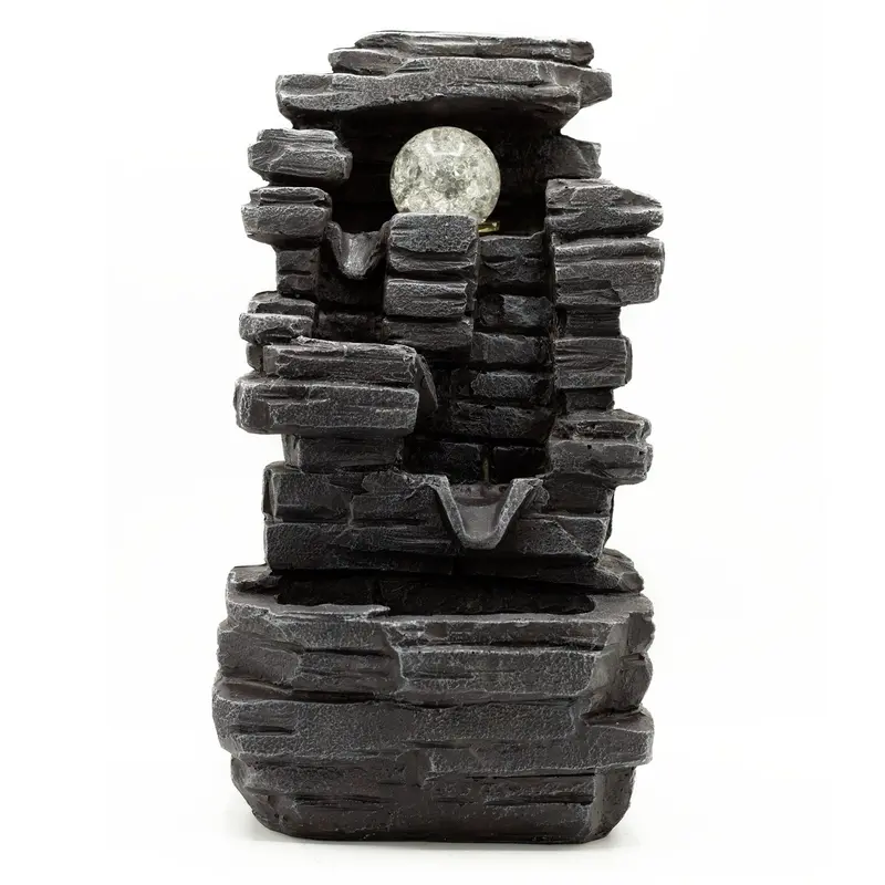 Fontana da tavolo - 35cm - Slab Rocks Formation & Crystal Ball