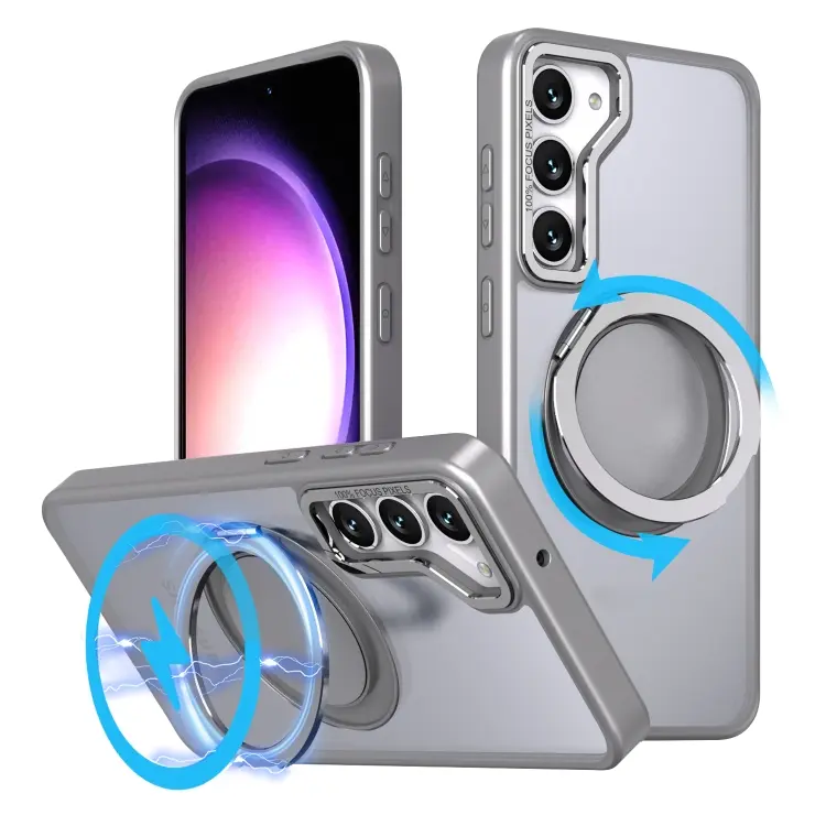 For Samsung Galaxy S23+ 5G 360-degree Rotating MagSafe Magnetic Holder Phone Case(Titanium Grey)