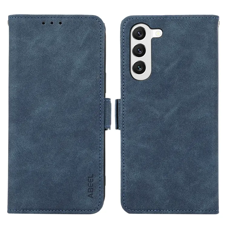 For Samsung Galaxy S23+ 5G ABEEL Frosted Magnetic RFID Leather Phone Case(Blue)