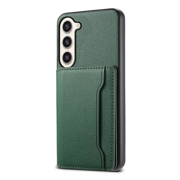 For Samsung Galaxy S23+ 5G Calf Texture Card Bag Design Full Coverage Phone Case(Green)