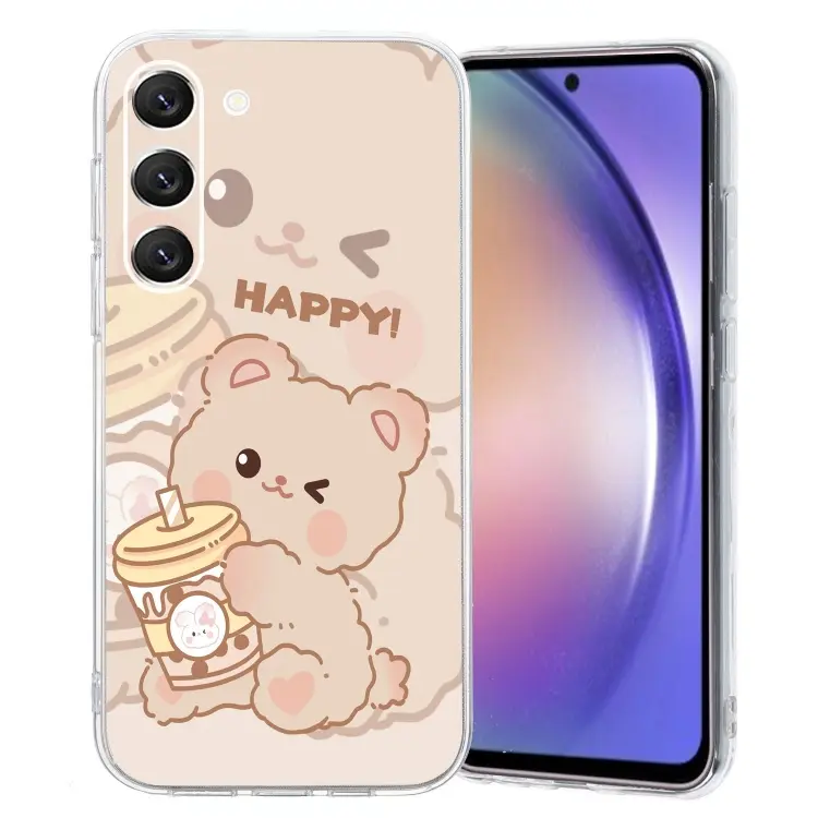 For Samsung Galaxy S23+ 5G Colored Drawing Pattern Transparent TPU Phone Case(Bear)