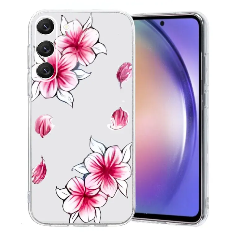 For Samsung Galaxy S23+ 5G Colored Drawing Pattern Transparent TPU Phone Case(Sakura)