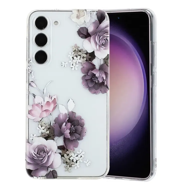 For Samsung Galaxy S23+ 5G Colorful Painting Pattern TPU Phone Case(Peony)