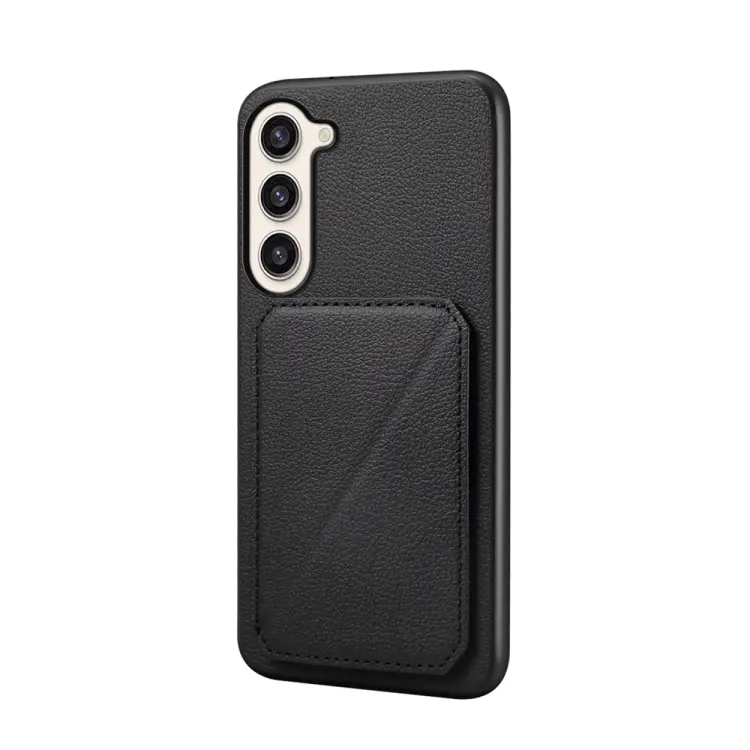 For Samsung Galaxy S23+ 5G D04 Calf Texture Dual Card Slot Holder Phone Case(Black)