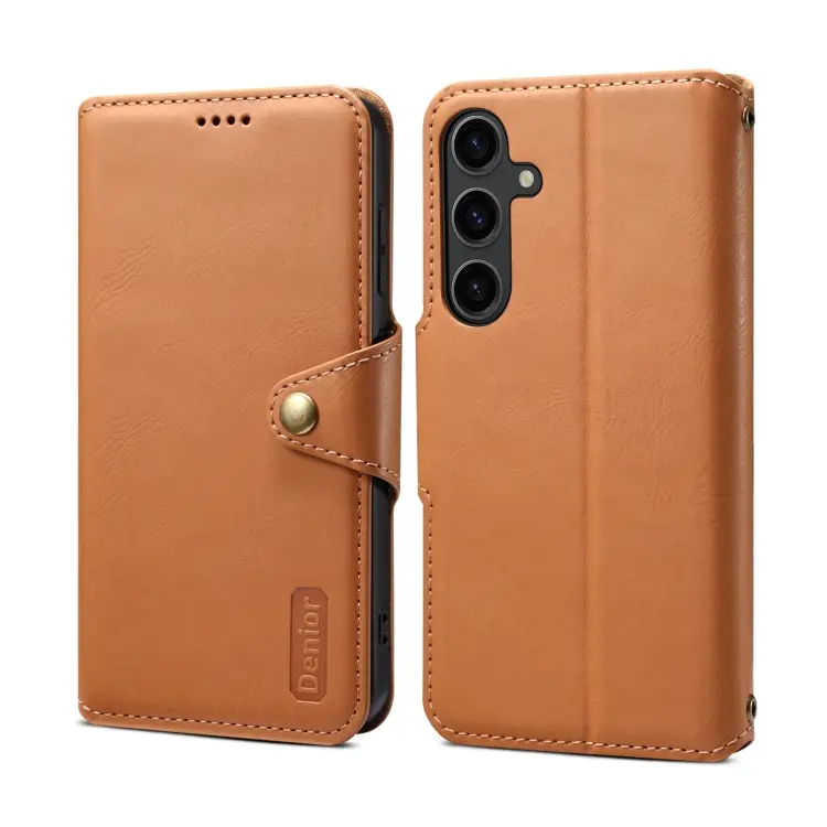 For Samsung Galaxy S23+ 5G Denior Cowhide Texture Wallet Style Leather Phone Case(Khaki)