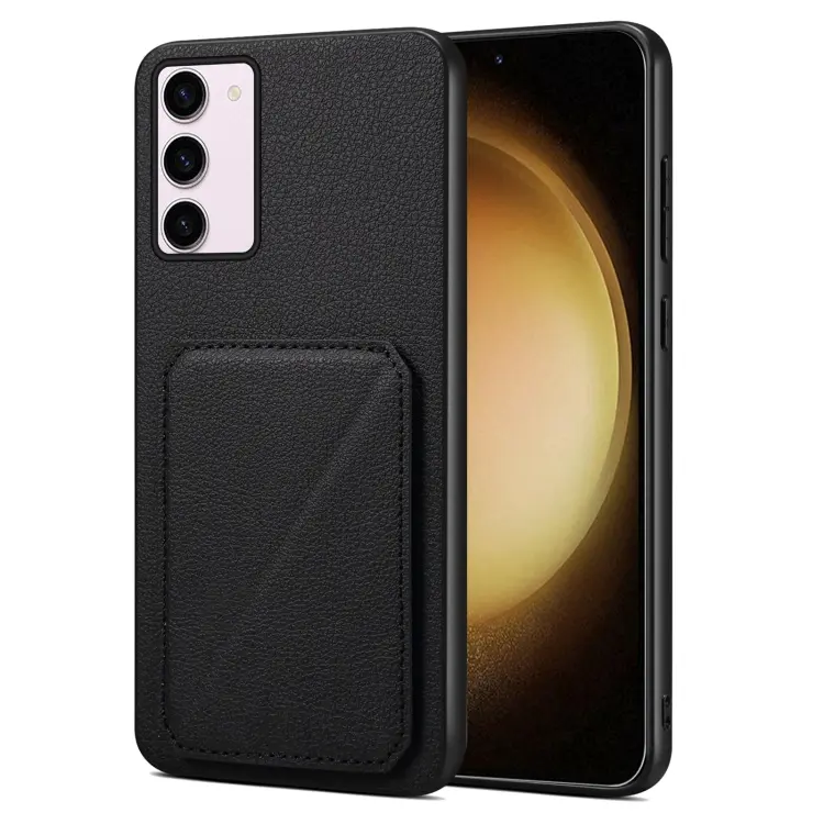 For Samsung Galaxy S23+ 5G Denior Imitation Calf Leather Back Phone Case with Holder(Black)