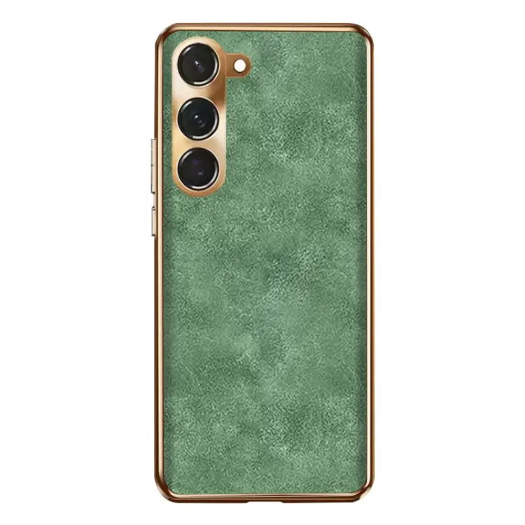 For Samsung Galaxy S23+ 5G Electroplating Lambskin Leather Phone Case(Green)