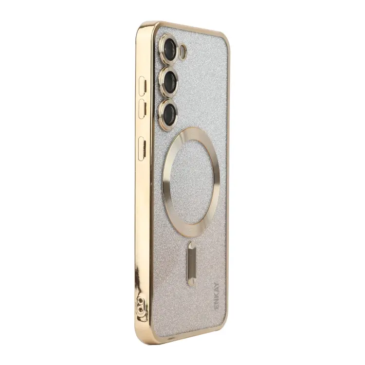 For Samsung Galaxy S23+ 5G ENKAY Hat-Prince Magnetic Glitter Plated TPU Phone Case with Lens Film(Golden)