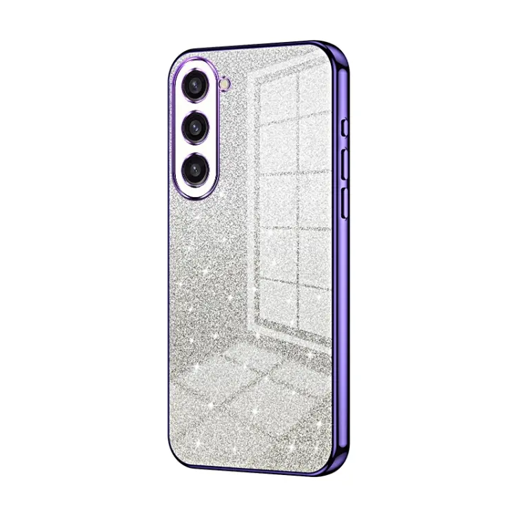 For Samsung Galaxy S23+ 5G Gradient Glitter Powder Electroplated Phone Case(Purple)