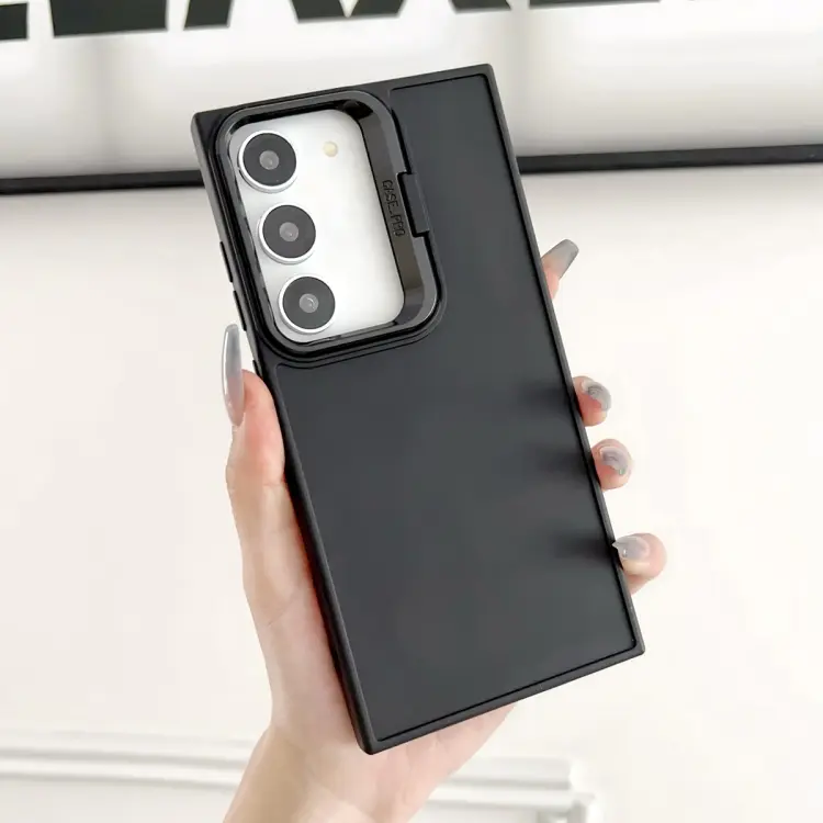 For Samsung Galaxy S23+ 5G Lens Frame Holder Shockproof Phone Case(Black)