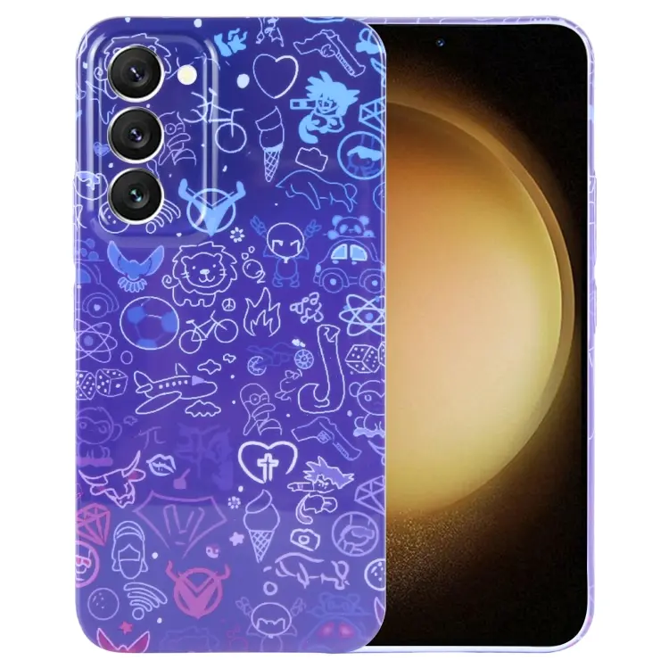 For Samsung Galaxy S23+ 5G Painted Pattern Precise Hole PC Phone Case(Blue Purple Graffiti)