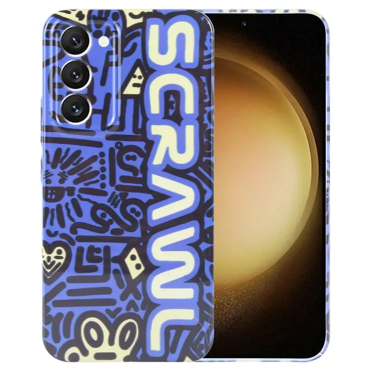 For Samsung Galaxy S23+ 5G Painted Pattern Precise Hole PC Phone Case(Blue SCR)