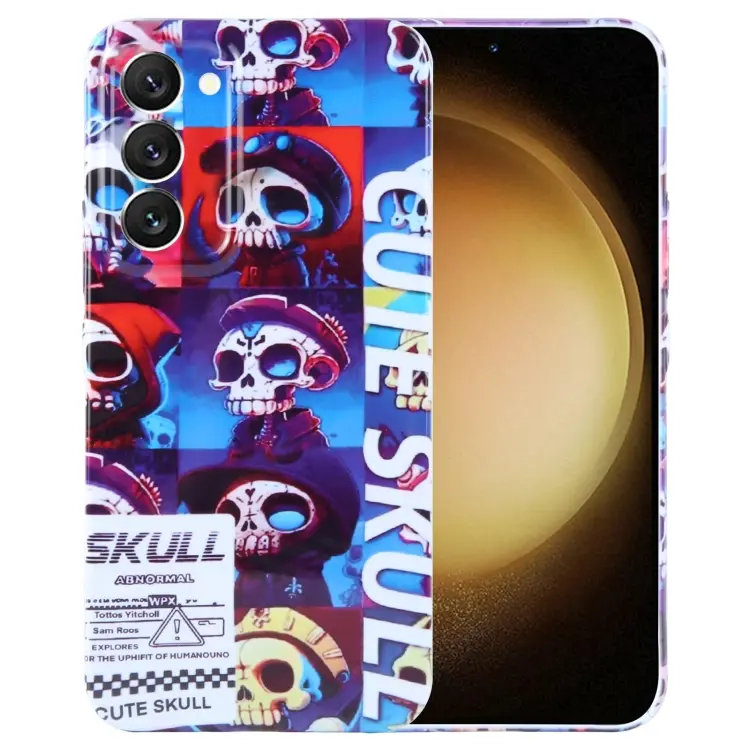 For Samsung Galaxy S23+ 5G Painted Pattern Precise Hole PC Phone Case(Cute Skull)