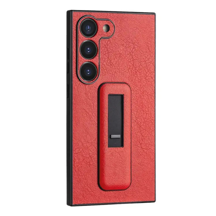 For Samsung Galaxy S23+ 5G PU Leather Push-pull Bracket Shockproof Phone Case(Red)