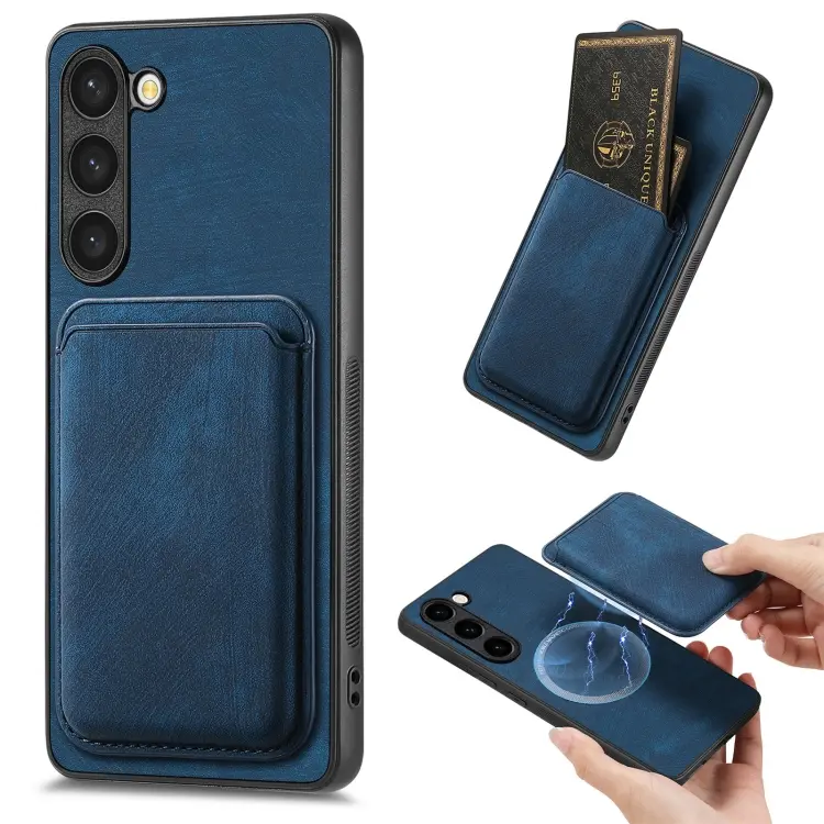 For Samsung Galaxy S23+ 5G Retro Leather Card Bag Magnetic Phone Case(Blue)