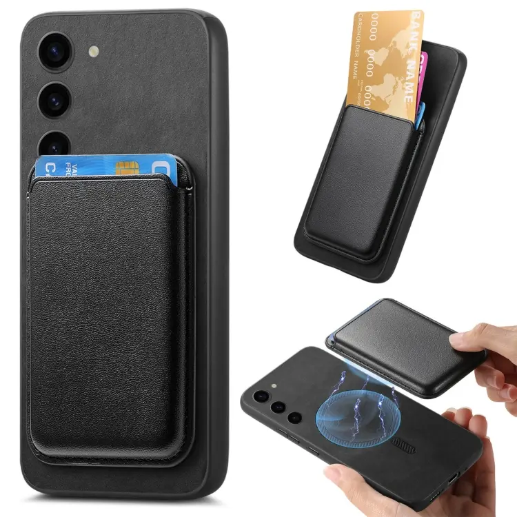For Samsung Galaxy S23+ 5G Retro Magsafe Card Bag PU Back Cover Phone Case(Black)