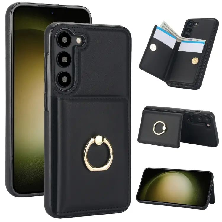 For Samsung Galaxy S23+ 5G RFID Anti-theft Card Ring Holder Phone Case(Black)