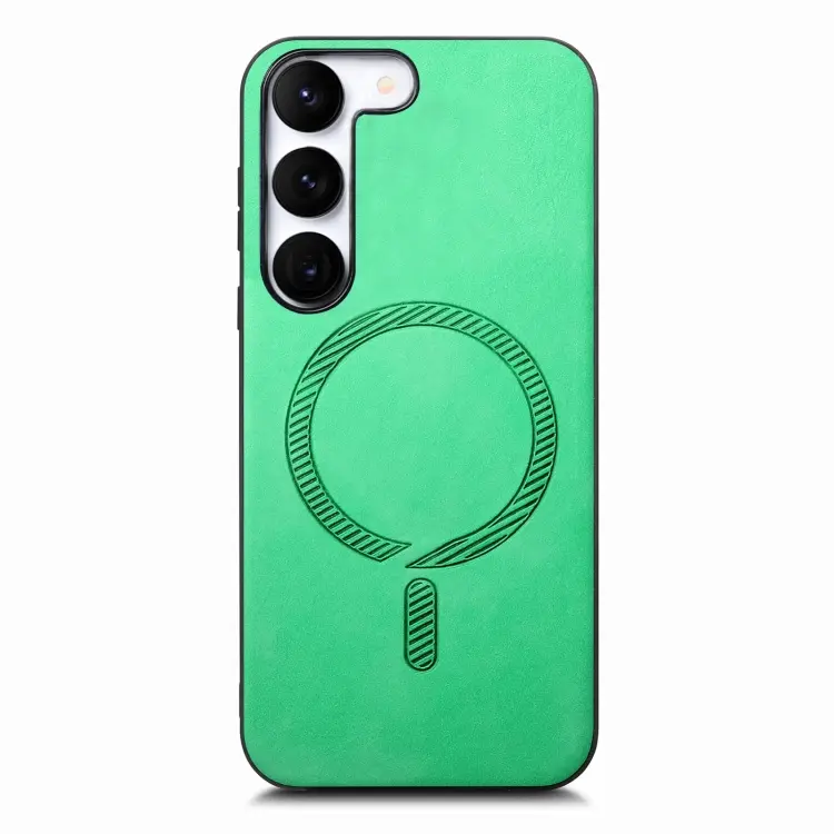 For Samsung Galaxy S23+ 5G Solid Color Retro Magsafe PU Back Cover Phone Case(Green)