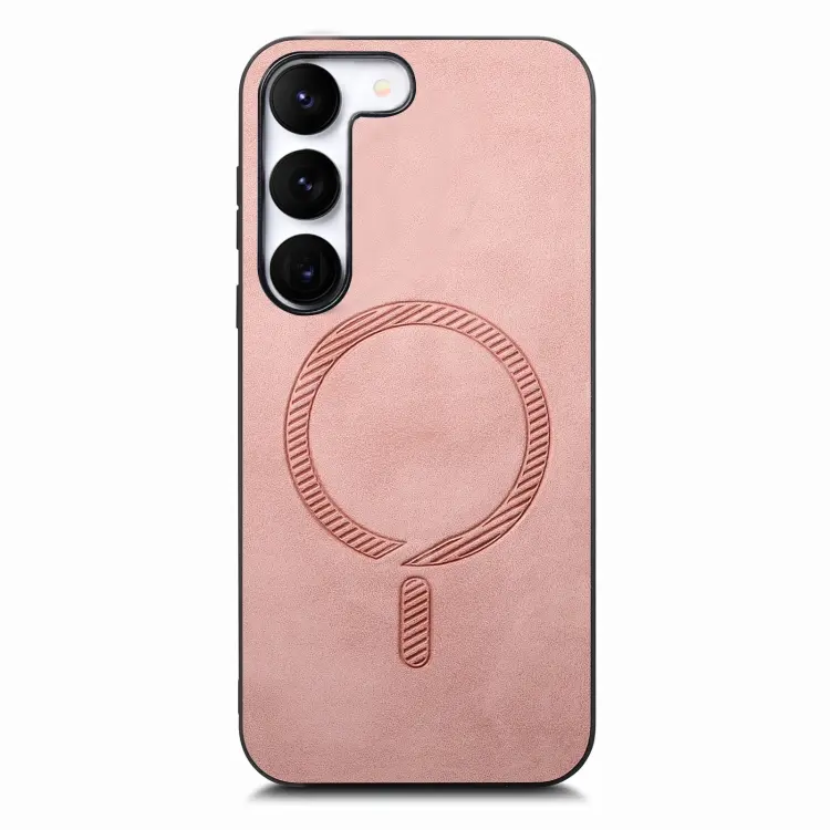 For Samsung Galaxy S23+ 5G Solid Color Retro Magsafe PU Back Cover Phone Case(Pink)