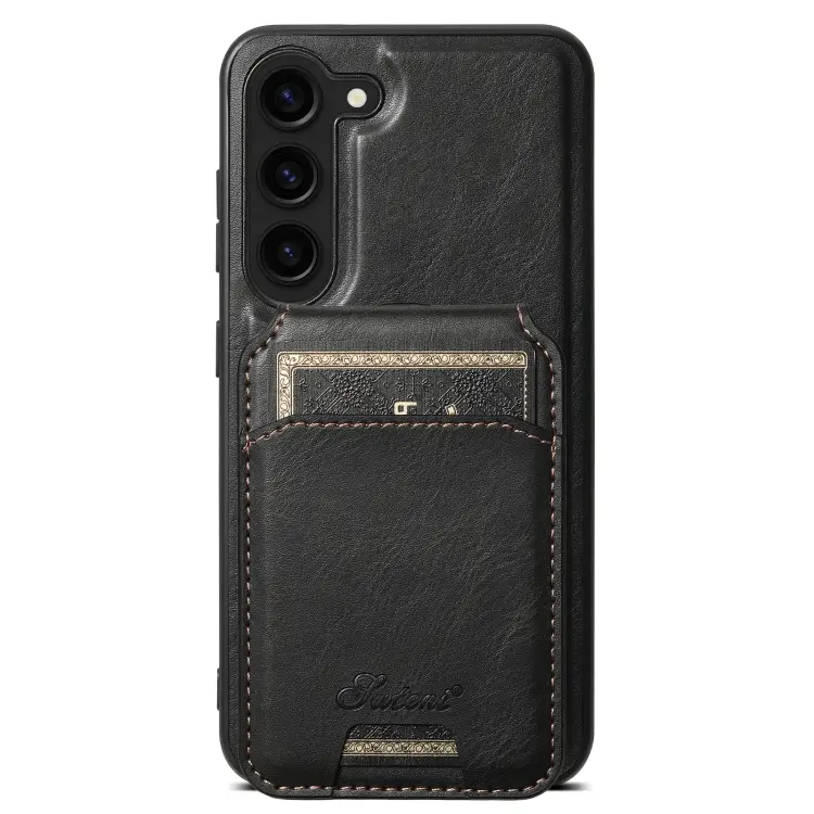 For Samsung Galaxy S23+ 5G Suteni H15 Oil Eax Leather Detachable Wallet Back Phone Case(Black)