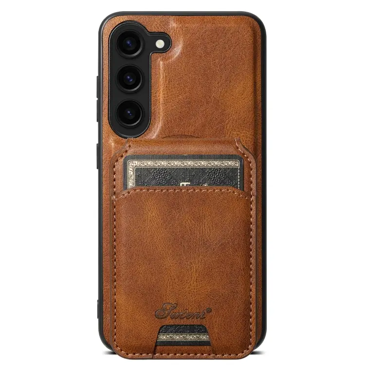 For Samsung Galaxy S23+ 5G Suteni H15 Oil Eax Leather Detachable Wallet Back Phone Case(Brown)