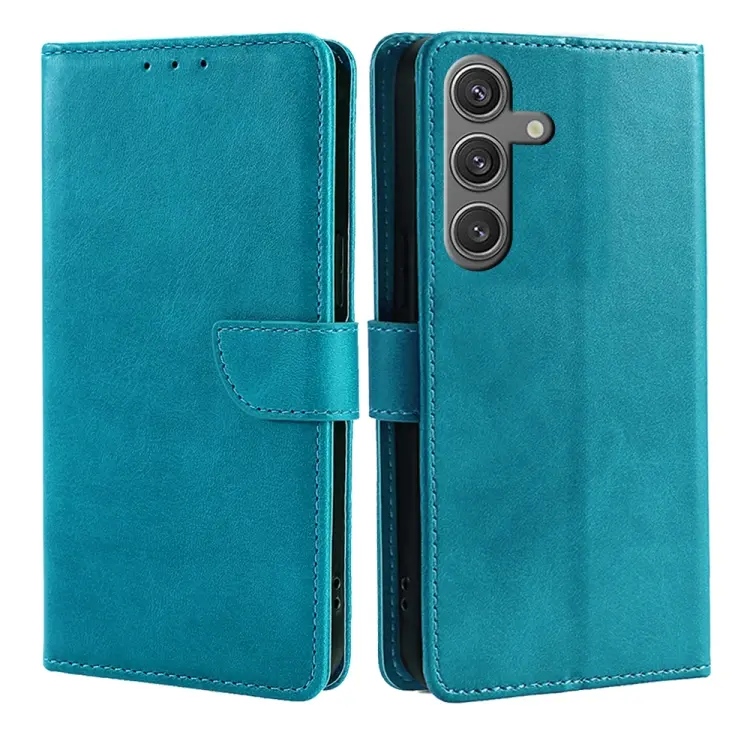 For Samsung Galaxy S24 5G Calf Texture Buckle Flip Leather Phone Case(Light Blue)