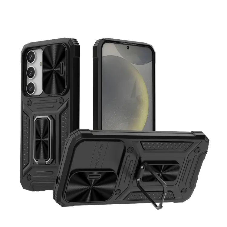 For Samsung Galaxy S24 5G Camshield Robot TPU Hybrid PC Phone Case(Black)