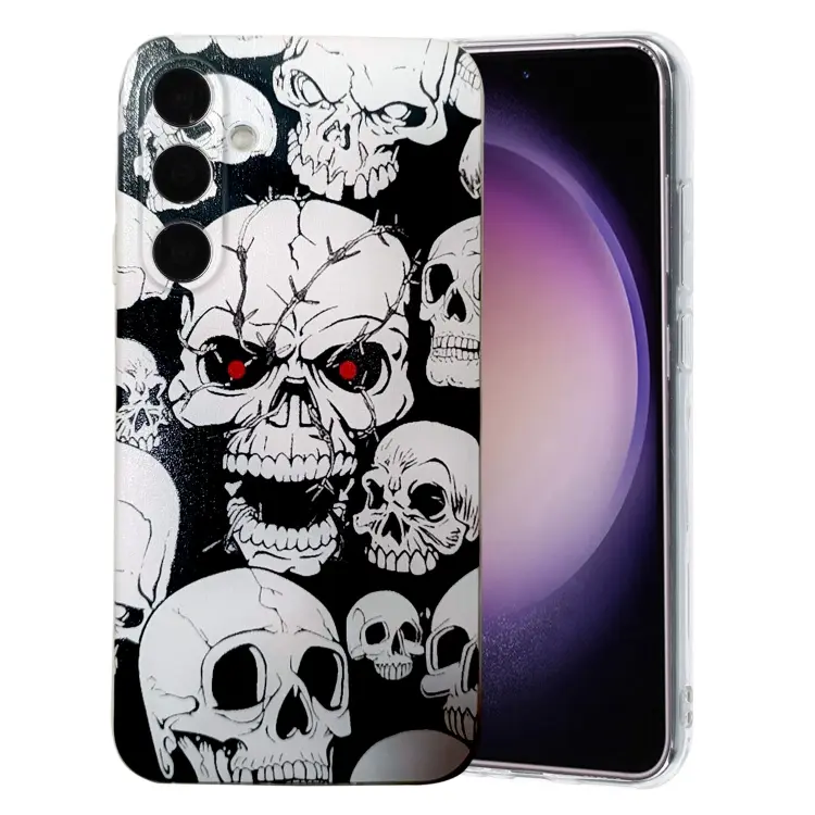 For Samsung Galaxy S24 5G Colored Drawing Pattern TPU Phone Case(Skull)