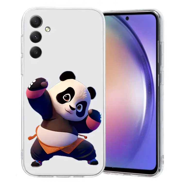 For Samsung Galaxy S24 5G Colored Drawing Pattern Transparent TPU Phone Case(Panda)