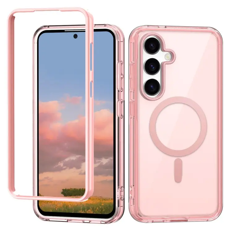 For Samsung Galaxy S24 5G Colorful MagSafe Magnetic PC + TPU Phone Case(Pink)