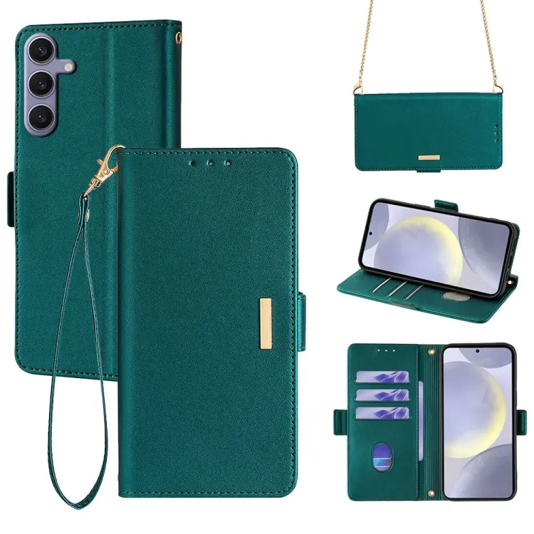 For Samsung Galaxy S24 5G Crossbody Chain Leather Phone Case(Green)