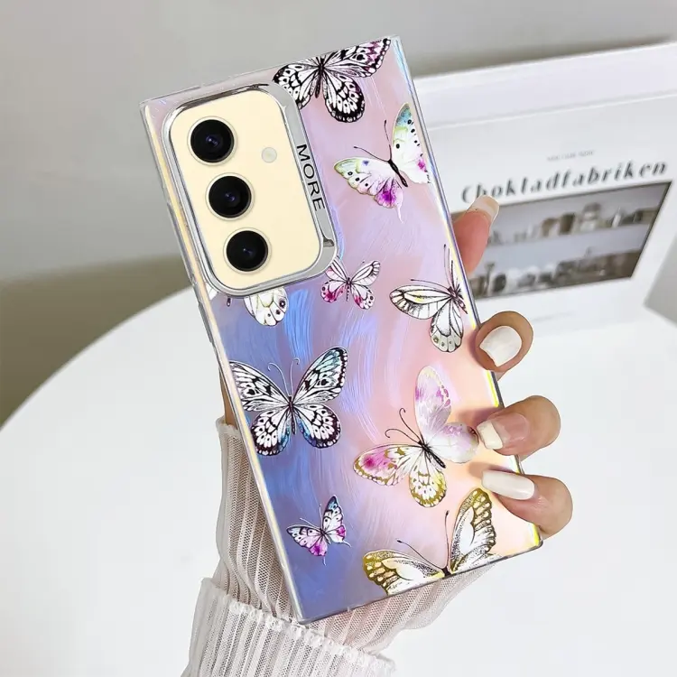 For Samsung Galaxy S24 5G Electroplating Laser Butterfly Phone Case(Pink Butterflies AB2)